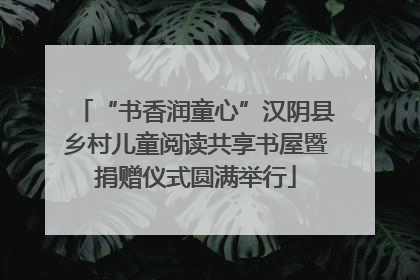 “书香润童心”汉阴县乡村儿童阅读共享书屋暨捐赠仪式圆满举行
