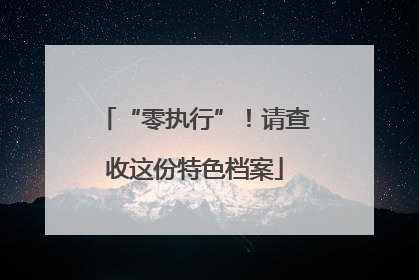 “零执行”！请查收这份特色档案