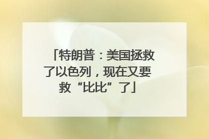 特朗普：美国拯救了以色列，现在又要救“比比”了