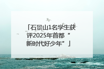 石景山1名学生获评2025年首都“新时代好少年”
