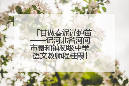 甘做春泥谨护苗——记河北省河间市景和镇初级中学语文教师程桂霞