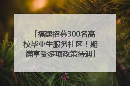 福建招募300名高校毕业生服务社区！期满享受多项政策待遇