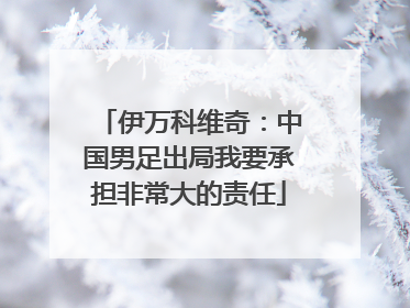 伊万科维奇：中国男足出局我要承担非常大的责任