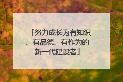 努力成长为有知识、有品德、有作为的新一代建设者