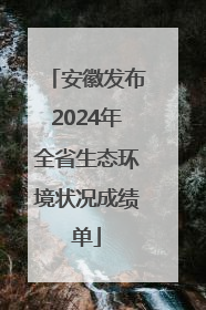 安徽发布2024年全省生态环境状况成绩单