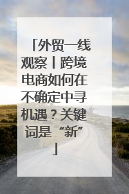 外贸一线观察丨跨境电商如何在不确定中寻机遇？关键词是“新”
