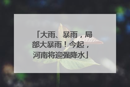 大雨、暴雨，局部大暴雨！今起，河南将迎强降水