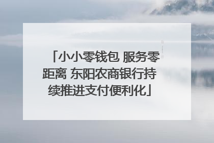 小小零钱包 服务零距离 东阳农商银行持续推进支付便利化