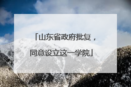 山东省政府批复，同意设立这一学院