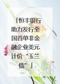 恒丰银行助力发行全国首单非金融企业美元计价“玉兰债”