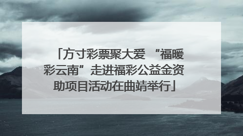 方寸彩票聚大爱 “福暖彩云南”走进福彩公益金资助项目活动在曲靖举行