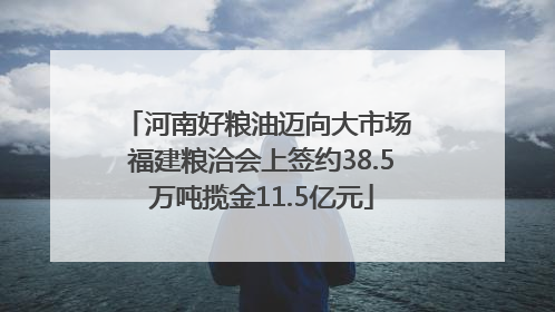 河南好粮油迈向大市场 福建粮洽会上签约38.5万吨揽金11.5亿元
