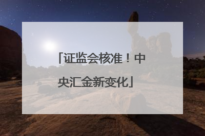 证监会核准！中央汇金新变化