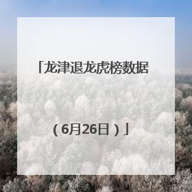 龙津退龙虎榜数据（6月26日）