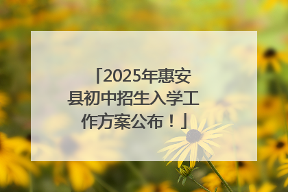 2025年惠安县初中招生入学工作方案公布！